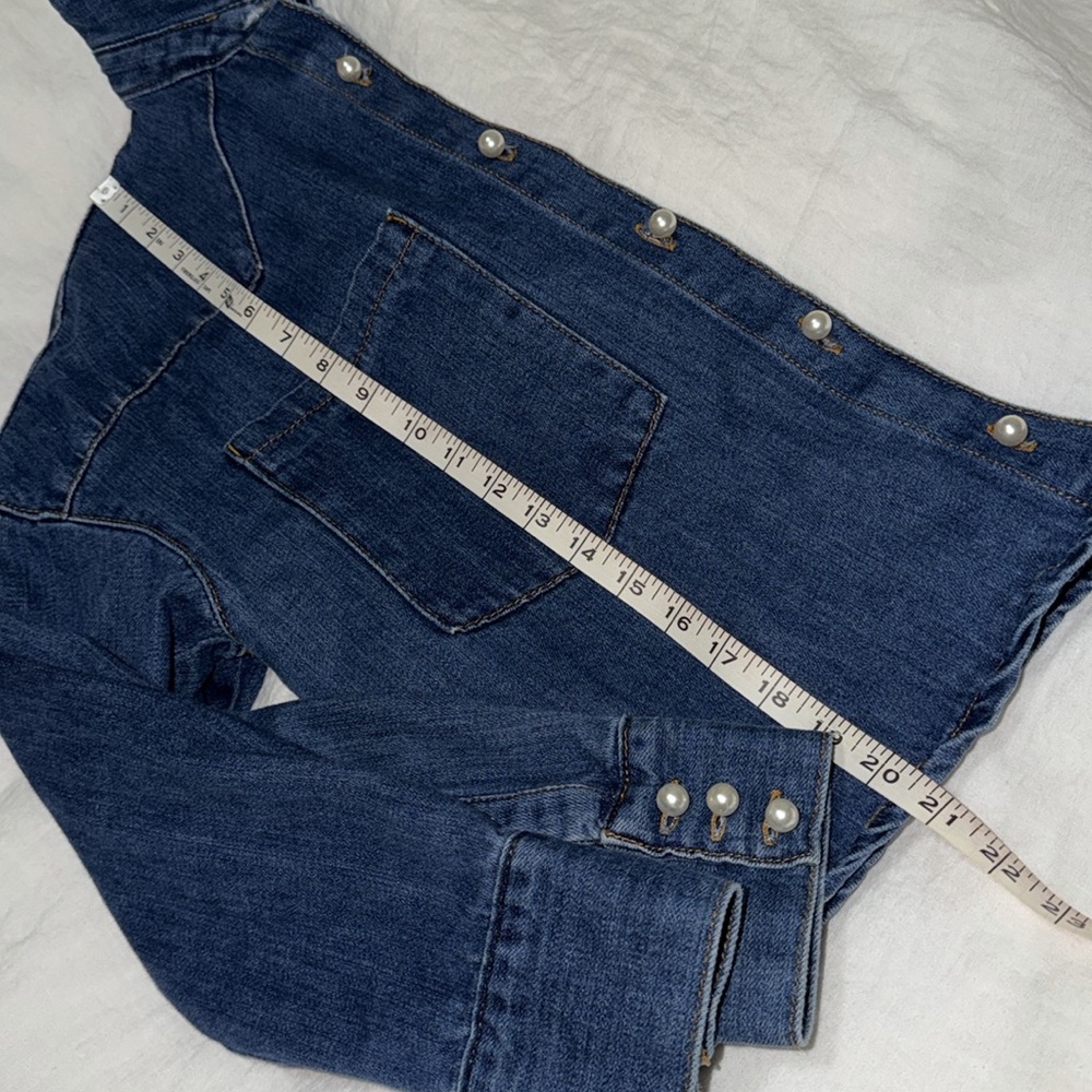 Zara denim shacket with faux pearl buttons - Picture 6 of 7